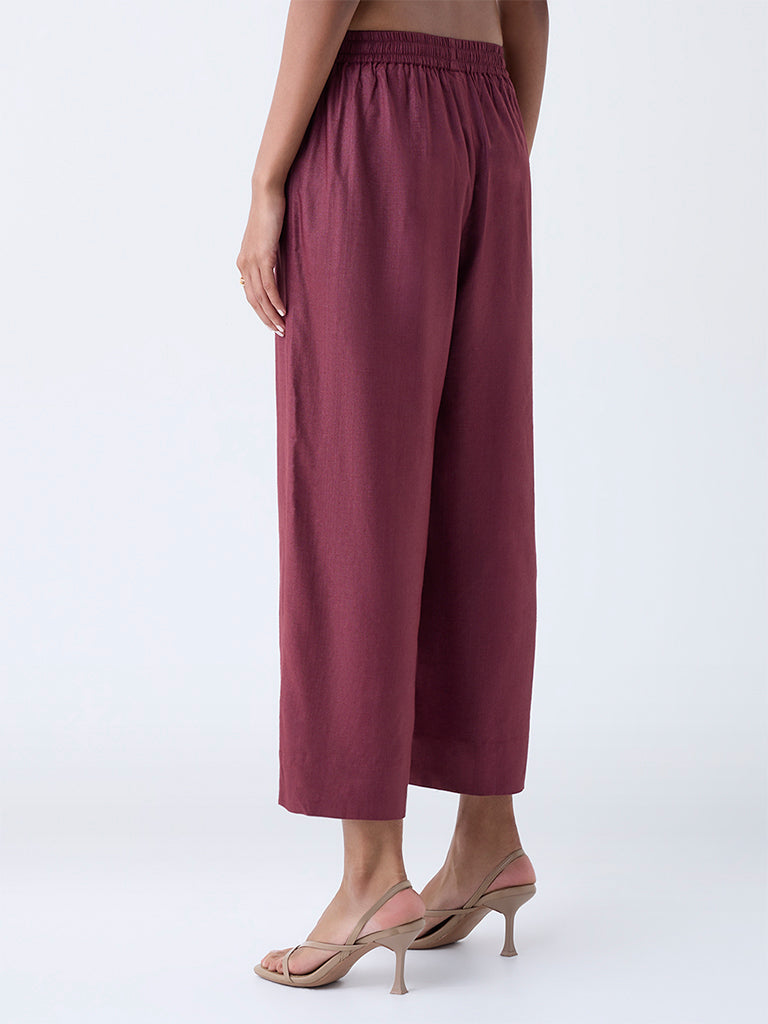 Zuba Maroon Solid Pants