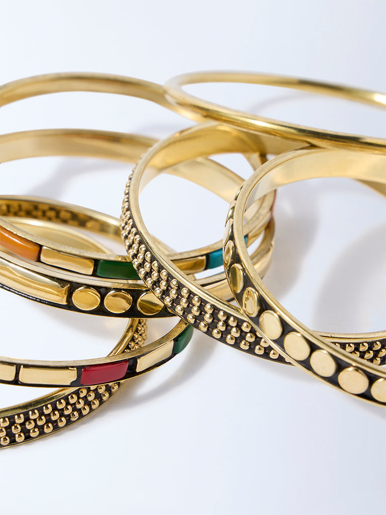 Westside Accessories Gold Assorted Bangles - Pack of 7