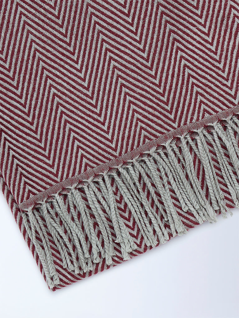 Westside Accessories Maroon Chevron Embroidered Scarf