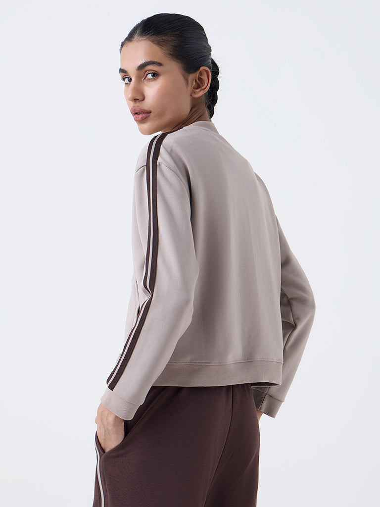 Studiofit Taupe Stripe Detailed Jacket