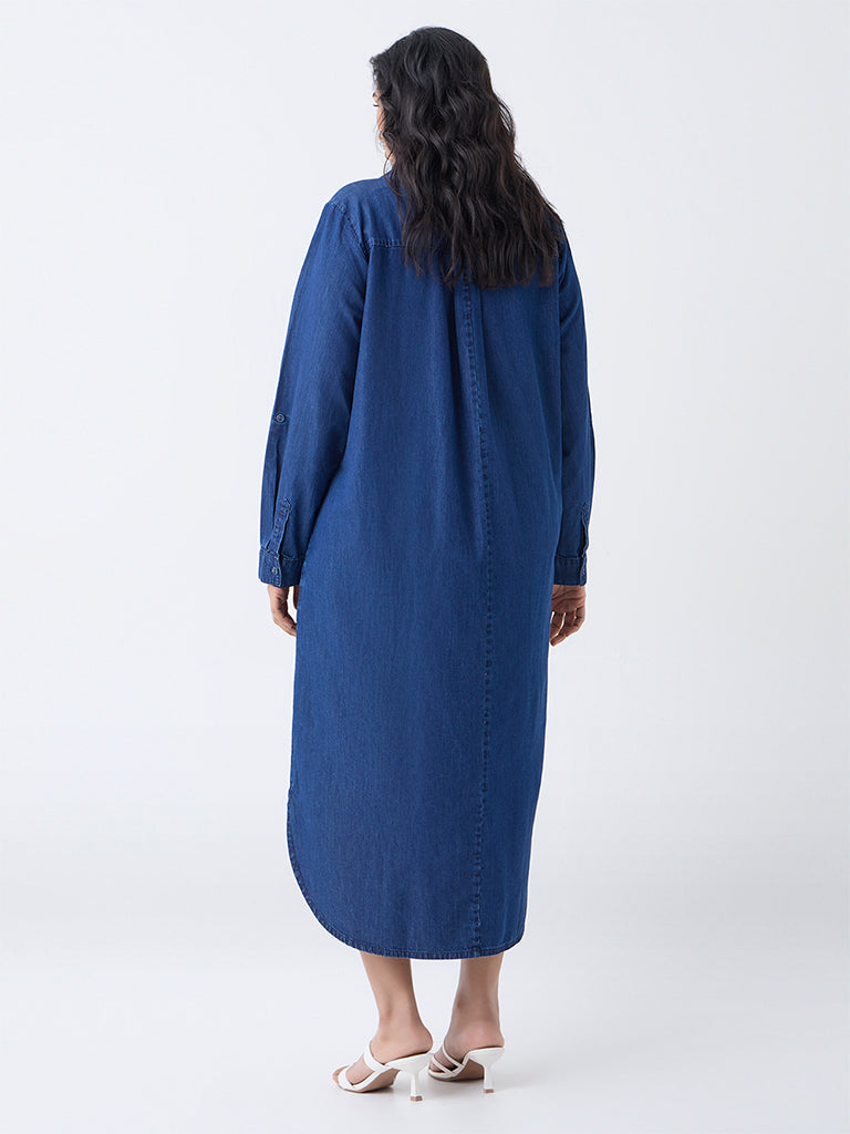 Gia Dark Blue Denim Shirt Dress