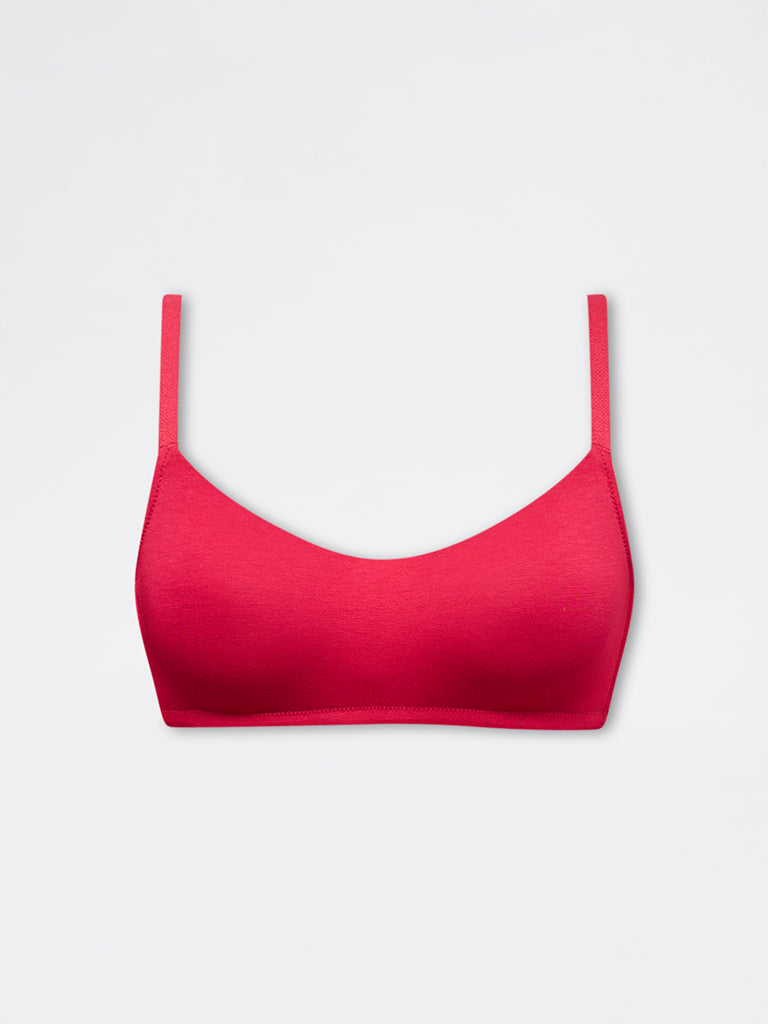 Superstar Red Cotton-Blend Padded Bra