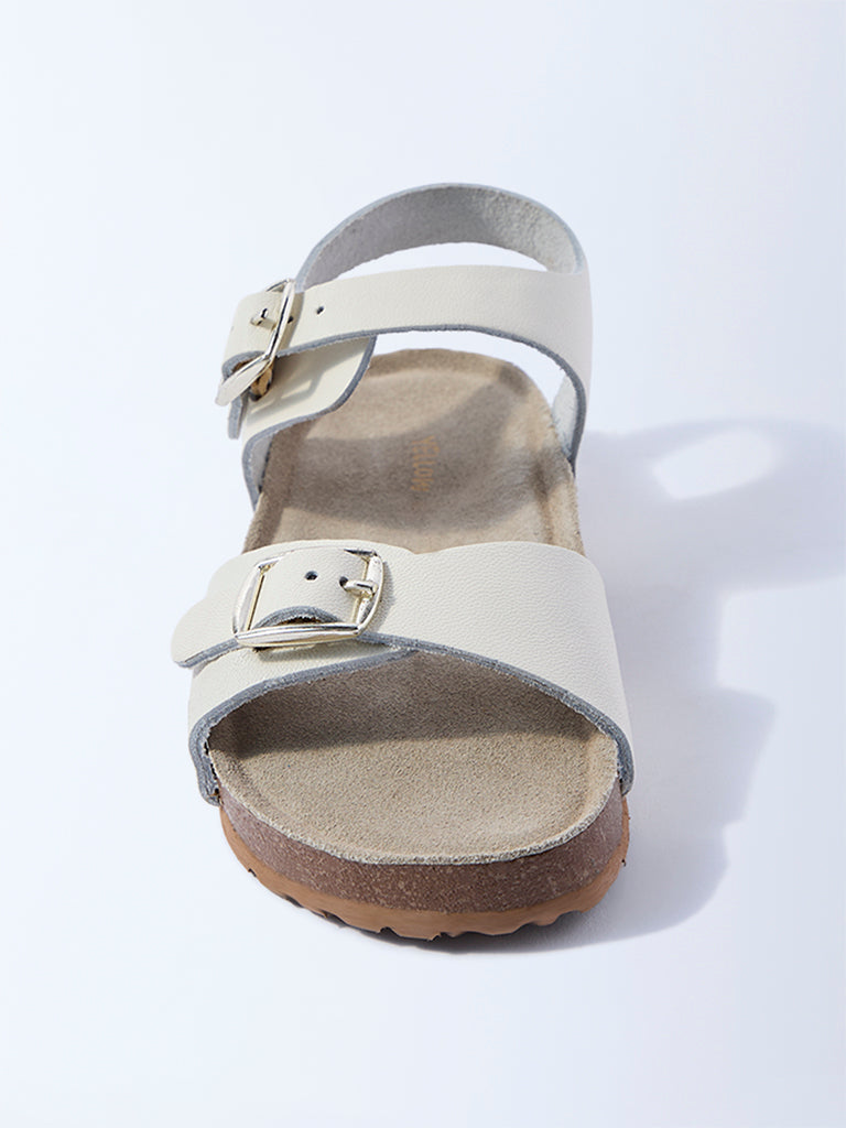 Yellow Ivory Buckle-Detailed Sandals