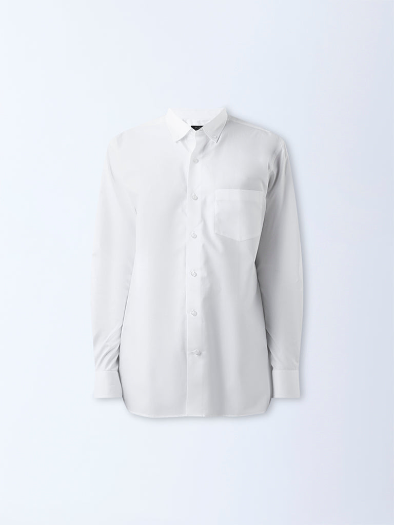 WES Formals White Relaxed-Fit Cotton Shirt