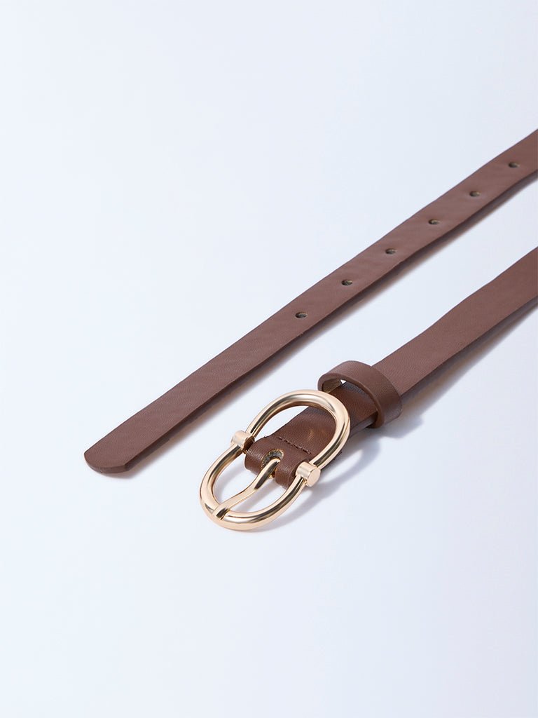 Westside Accessories Brown Oval Buckle Belt