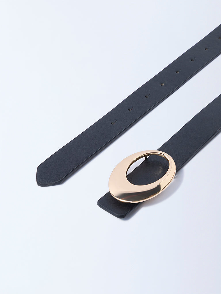 Westside Accessories Black Round Buckle Belt