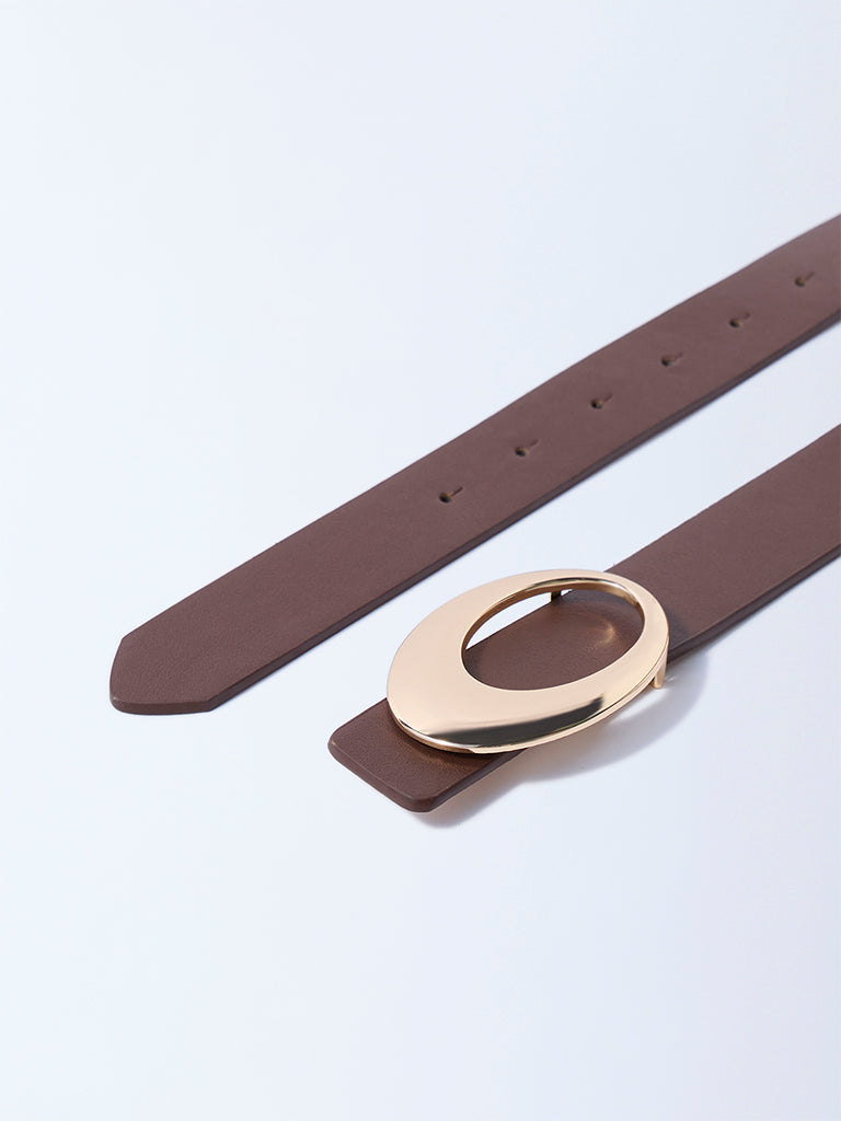 Westside Accessories Brown Round Buckle Belt