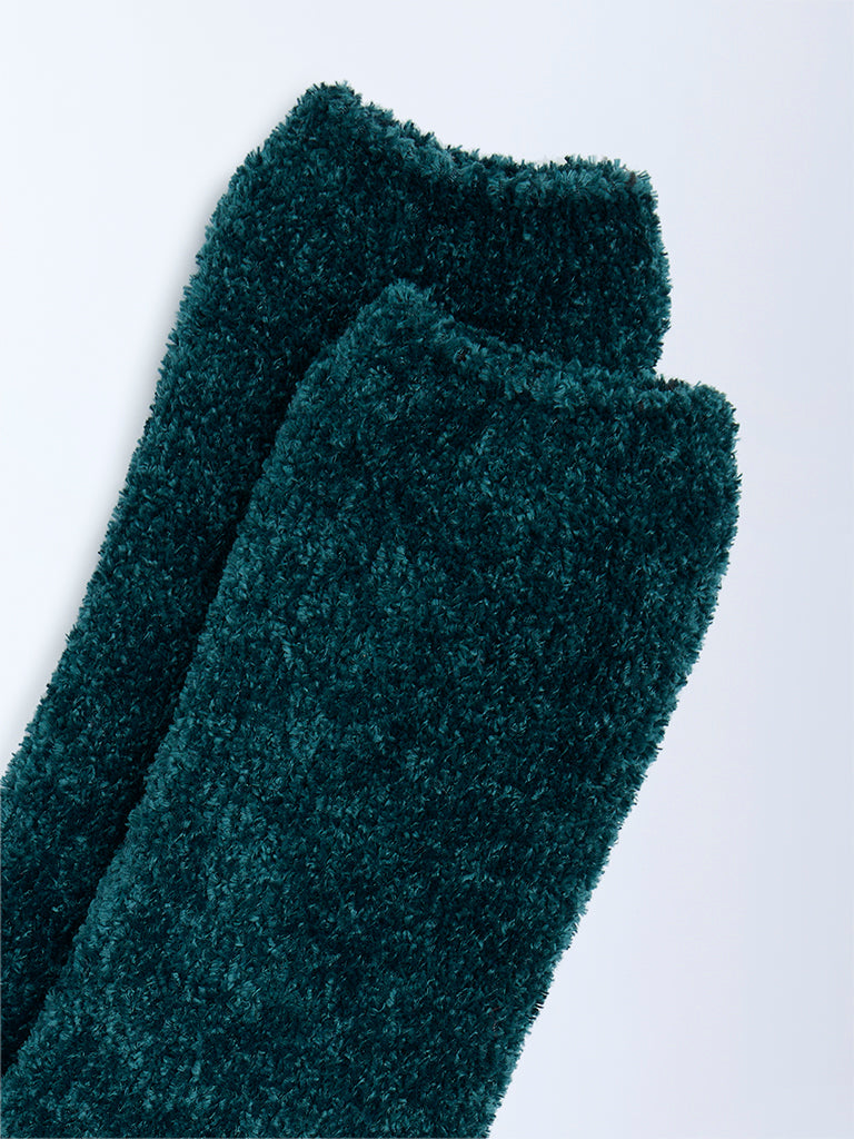 Wunderlove Emerald Green Chenille Fuzzy Socks