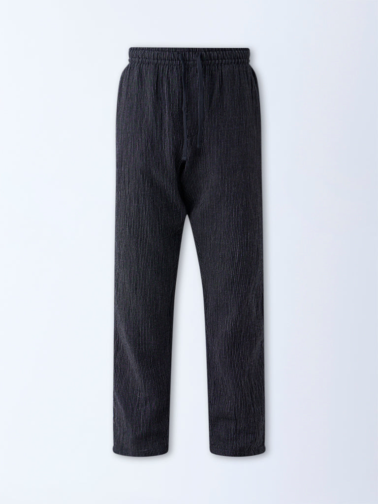 ETA Black Relaxed-Fit Mid-Rise Cotton Pants