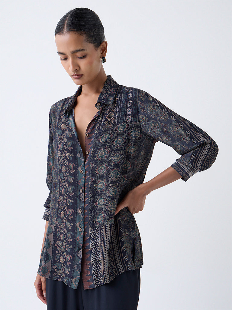 Beige Bagru Handblock Printed Cotton Tunic Dress for Women main image 1