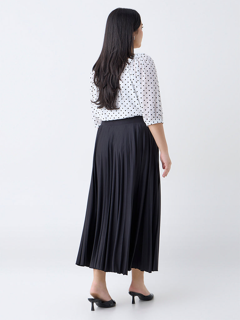 Gia Black Accordion Pleated High-Rise Skirt