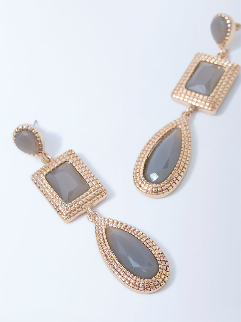 Westside Accessories Gold and Grey Dangler Earrings