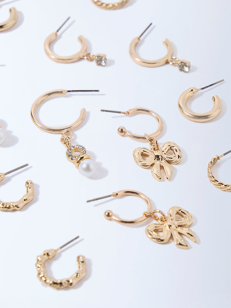 Westside Accessories Gold Assorted Hoop Earrings - Pack of 6