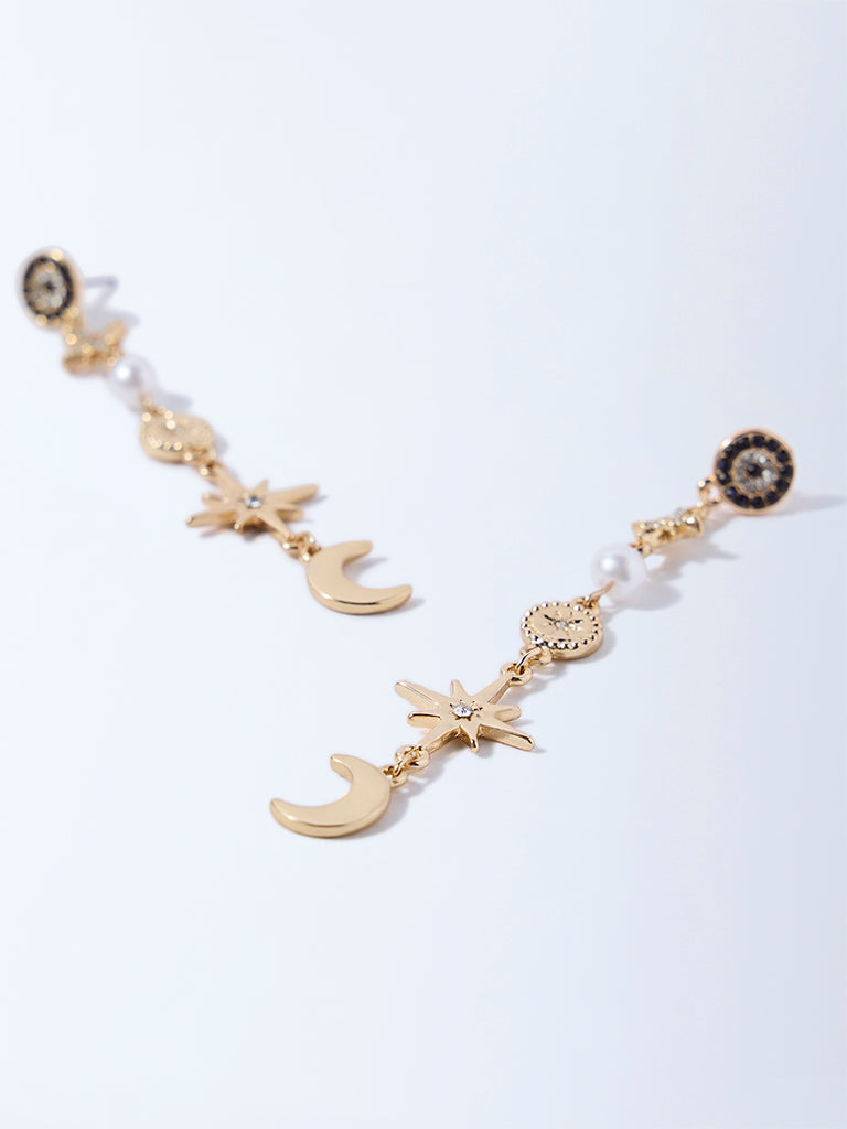 Westside Accessories Gold Celestial Long Earrings