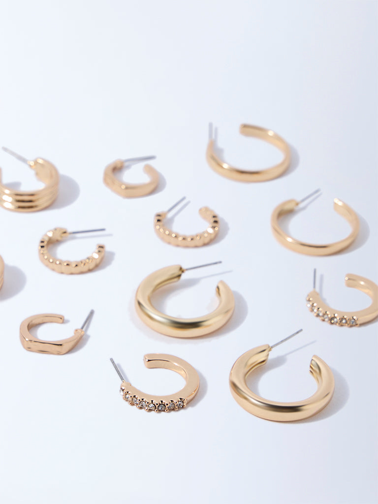 Westside Accessories Gold Assorted Hoop Earrings - Pack of 6