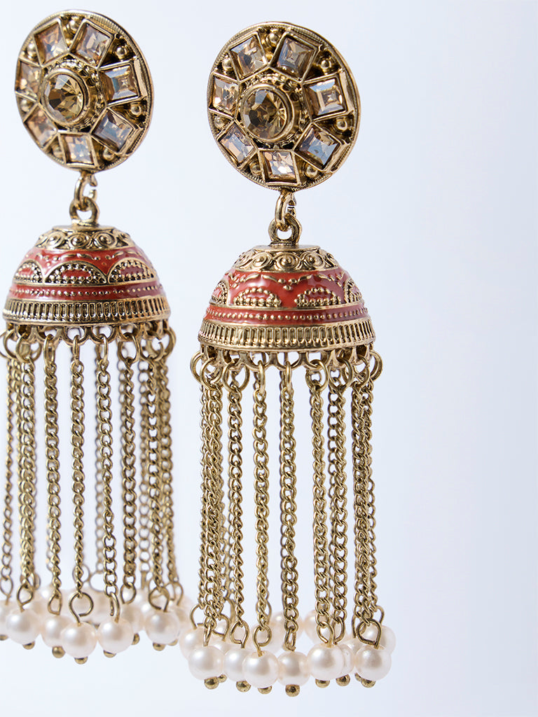 Westside Accessories Gold Embellished Jhumka Earrings