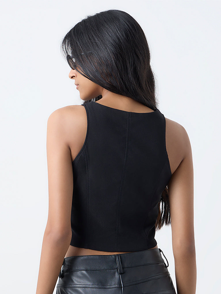 Nuon Black Corset-Style Top
