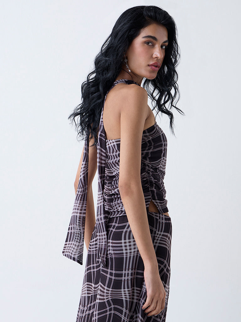 Nuon Charcoal Checkered Tube Top