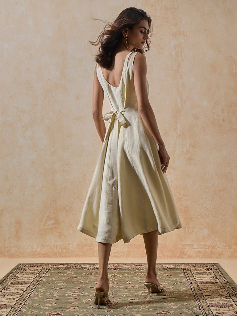 Solid Ivory Midi Dress