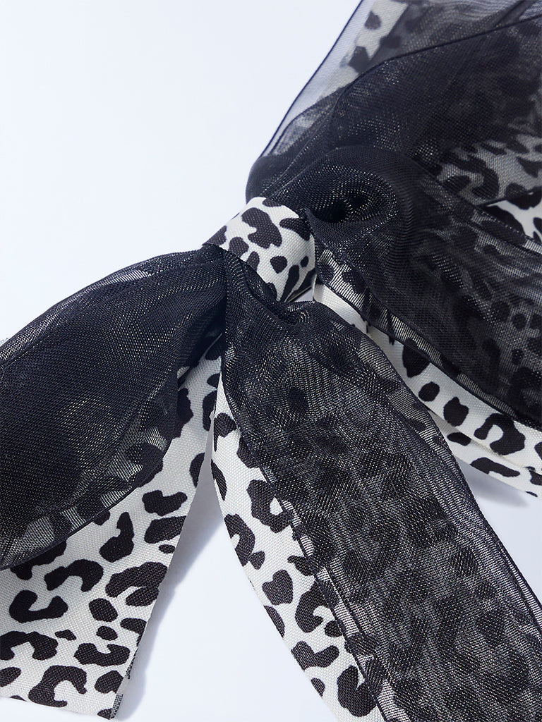Westside Accessories Black Animal Printed Bow Clip