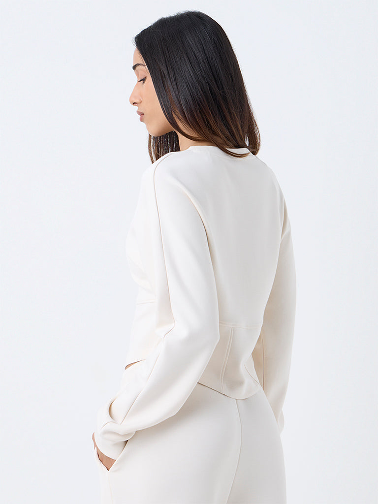LOV Cream Solid Sweatshirt