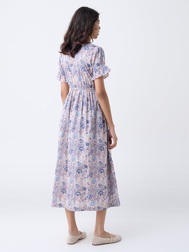 Bombay Paisley Pink Floral Cotton A-Line Dress