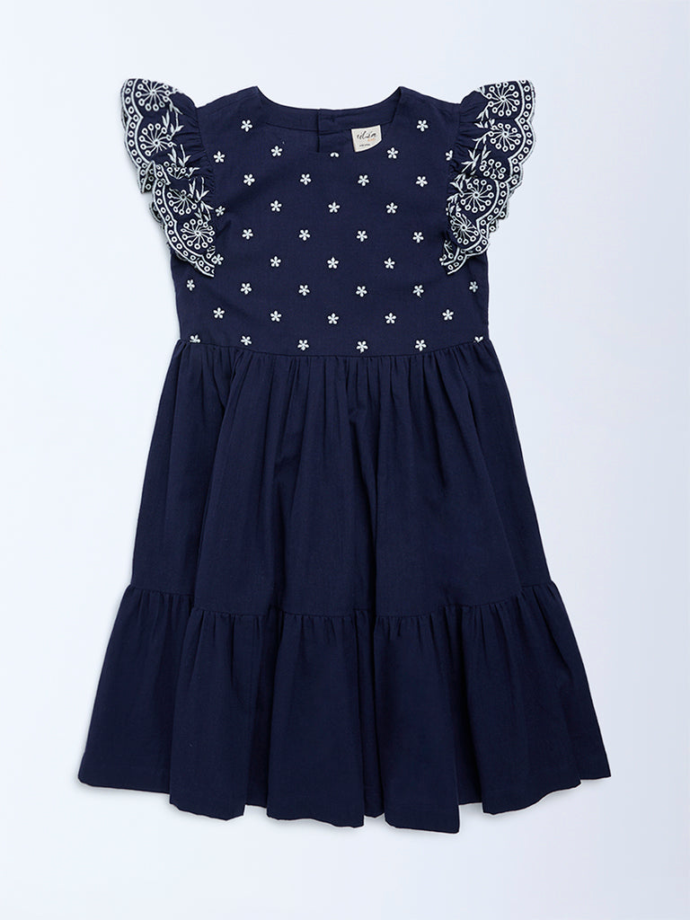Buy Utsa Kids Girls Navy Floral Embroidered A-Line Cotton-Blend Dress - (8-14 yrs) from Westside Buy Utsa Kids Girls Navy Floral Embroidered A-Line Cotton-Blend Dress - (8-14 yrs) from Westside