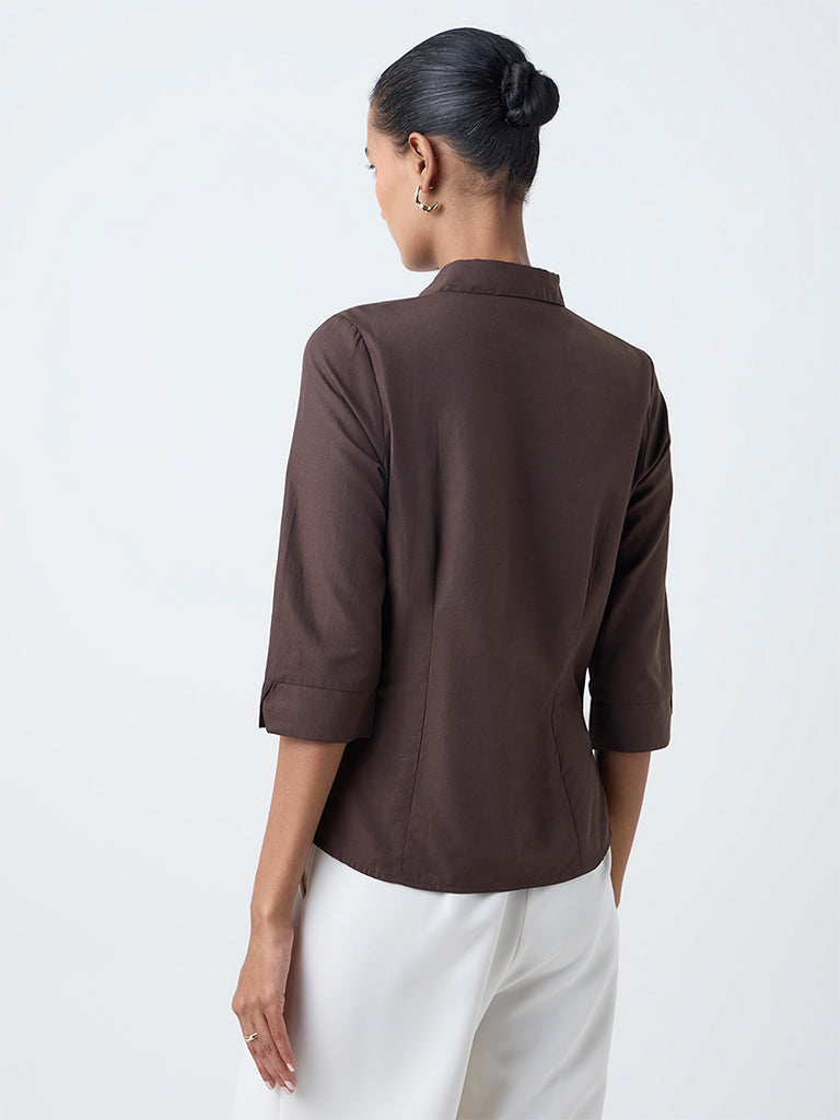 Wardrobe Dark Brown Solid Shirt