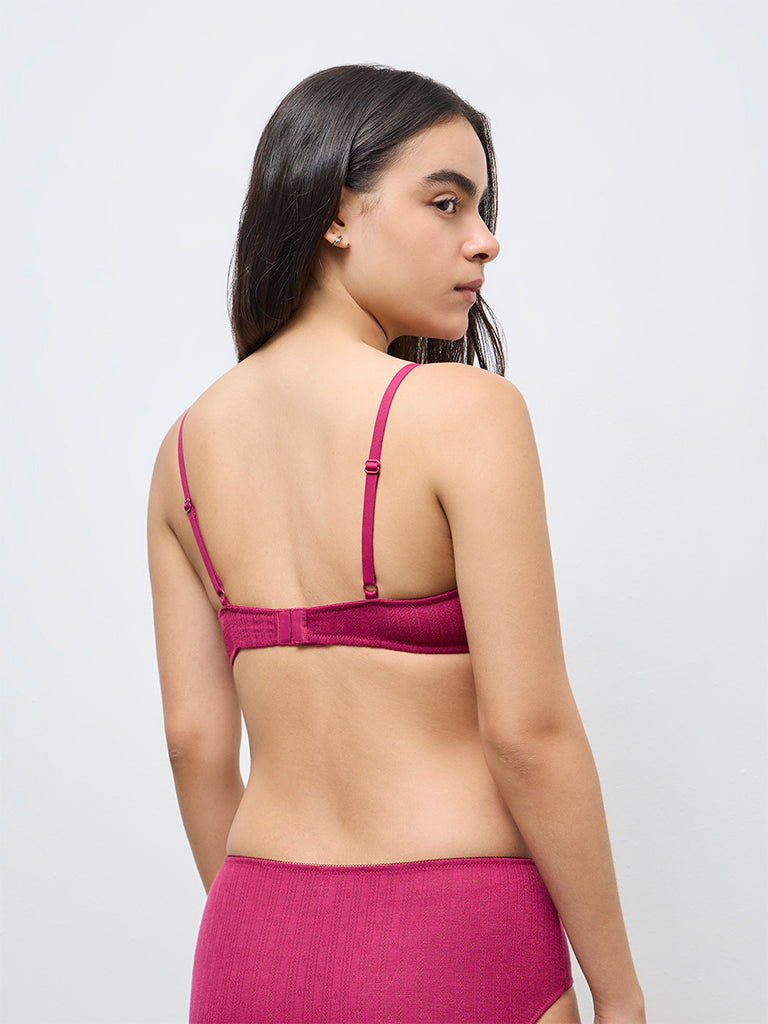 Superstar Plum Textured Padded Bra