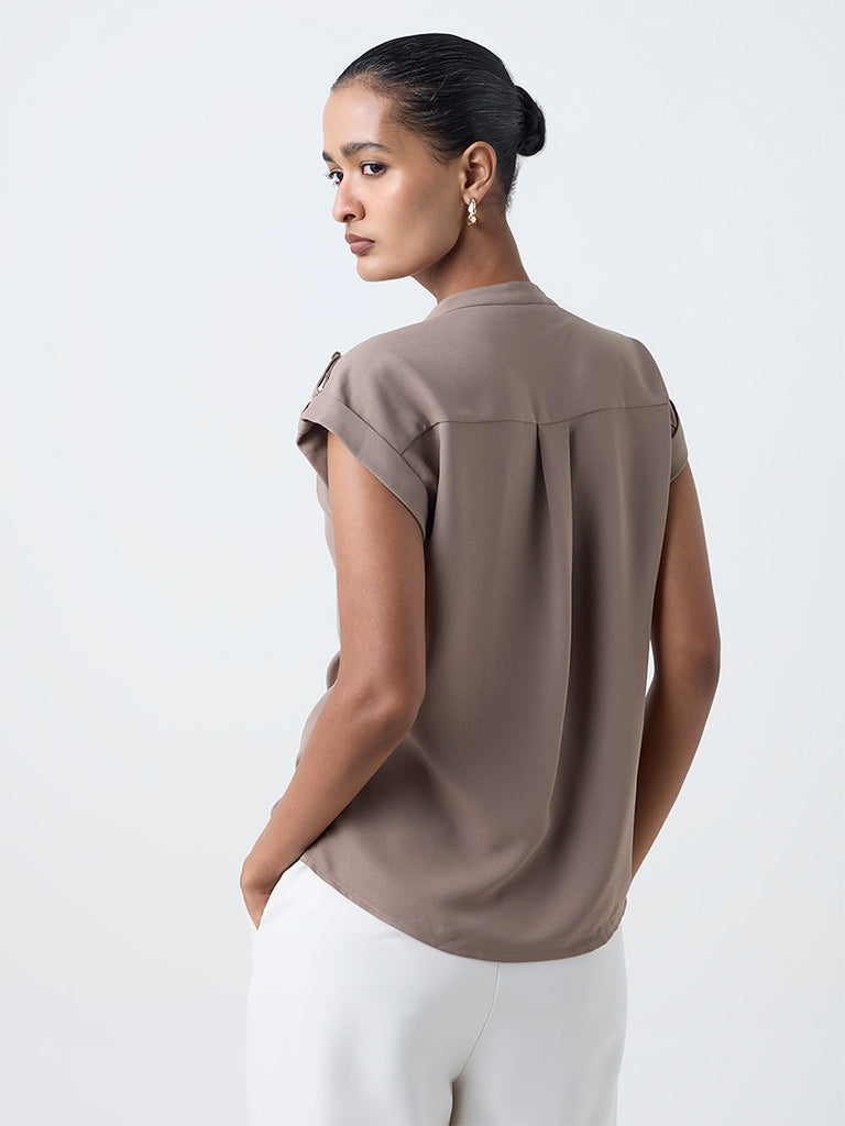 Wardrobe Taupe Solid Blouse