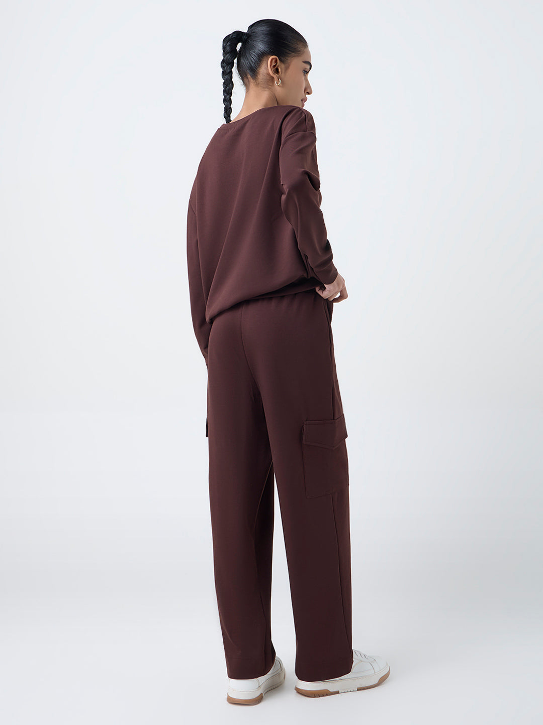 Studiofit Dark Brown High-Rise Cargo Track Pants
