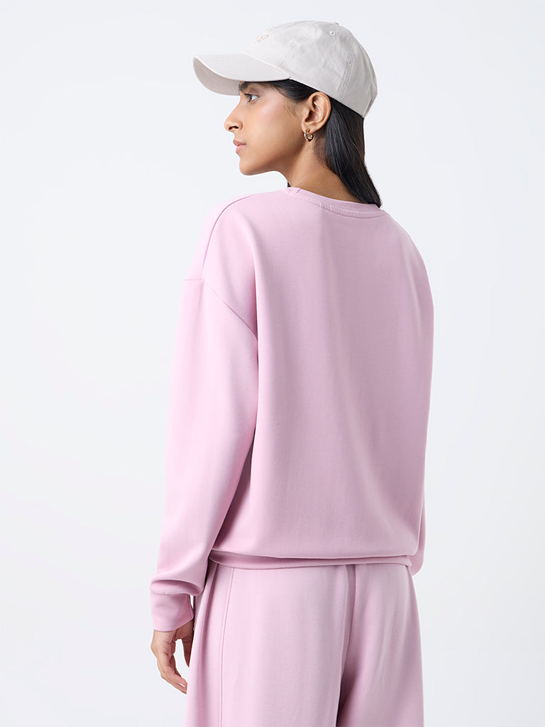 Studiofit Pink Solid Sweatshirt