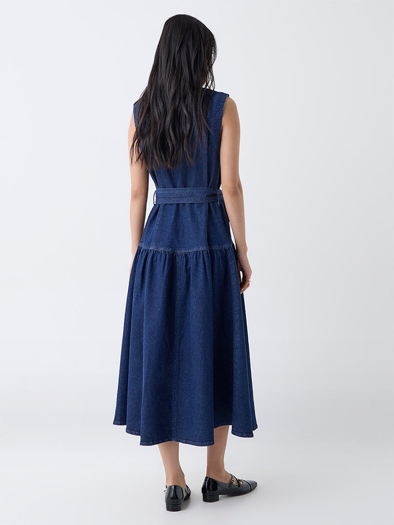 LOV Dark Blue Denim Shirt Dress with Belt