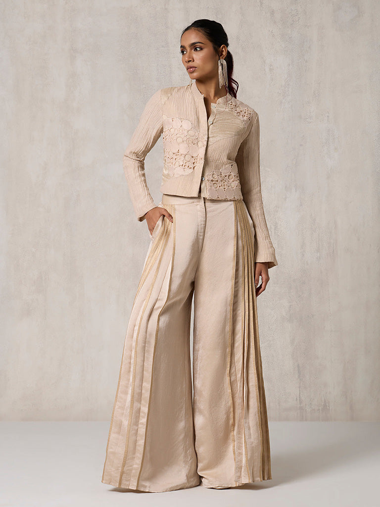 Buy SAMOH x WHITE DOOR Embroidered Beige Top from Samoh – Westside