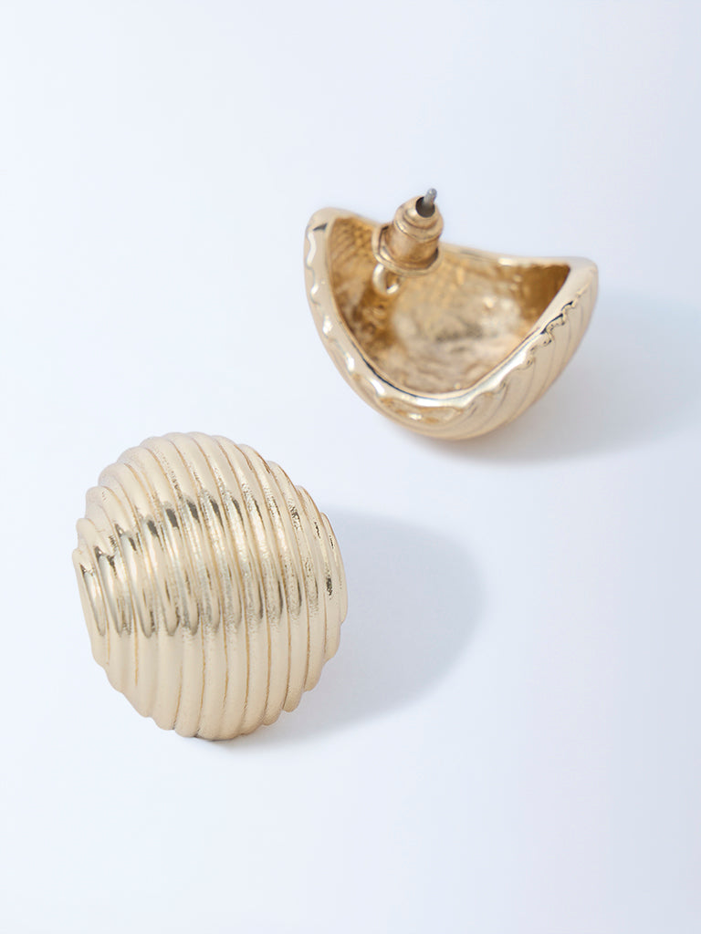 Westside Accessories Gold Line-Textured Stud Earrings