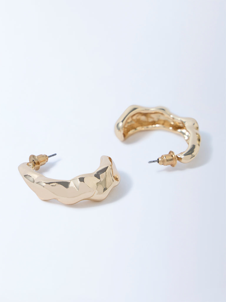 Westside Accessories Gold Wavy Hoop Earrings