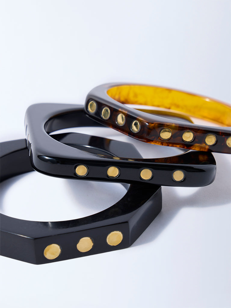 Westside Accessories Black Resin Stud Bangles - Pack of 3