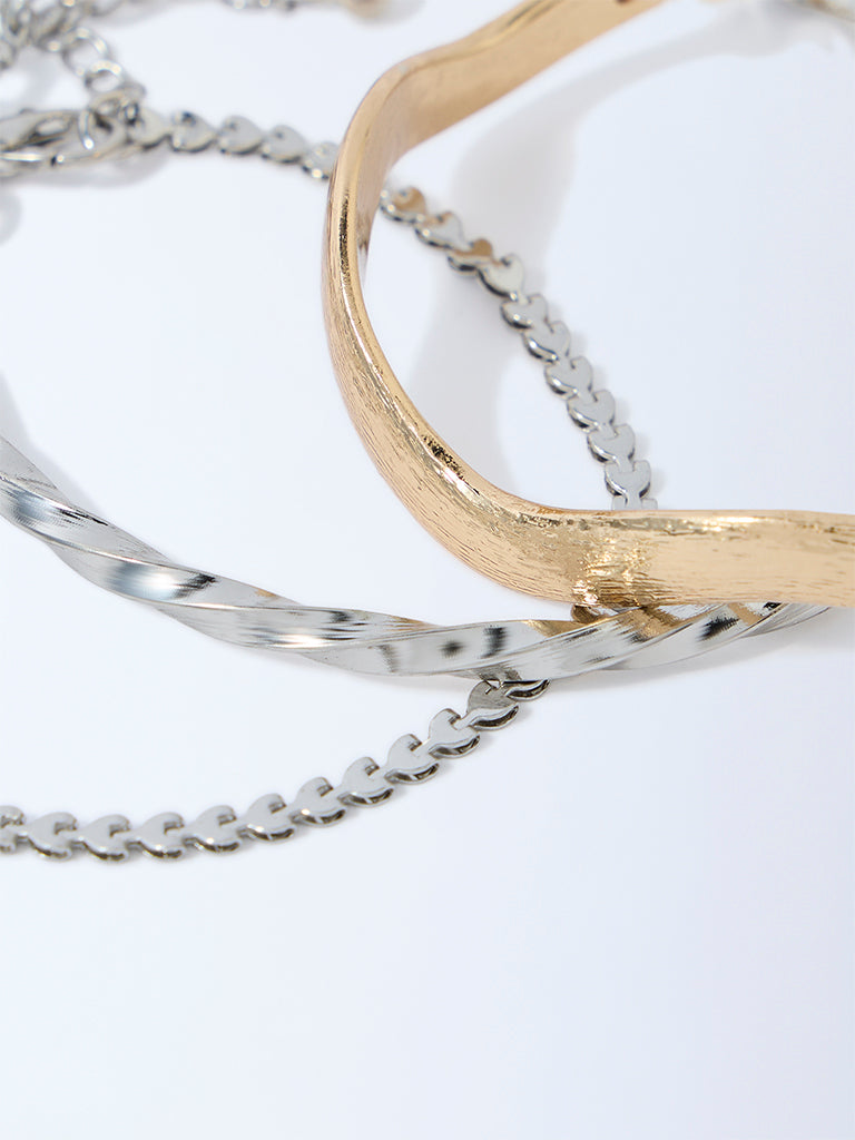 Westside Accessories Gold and Silver Chain and Cuff Bracelets - Pack of 3