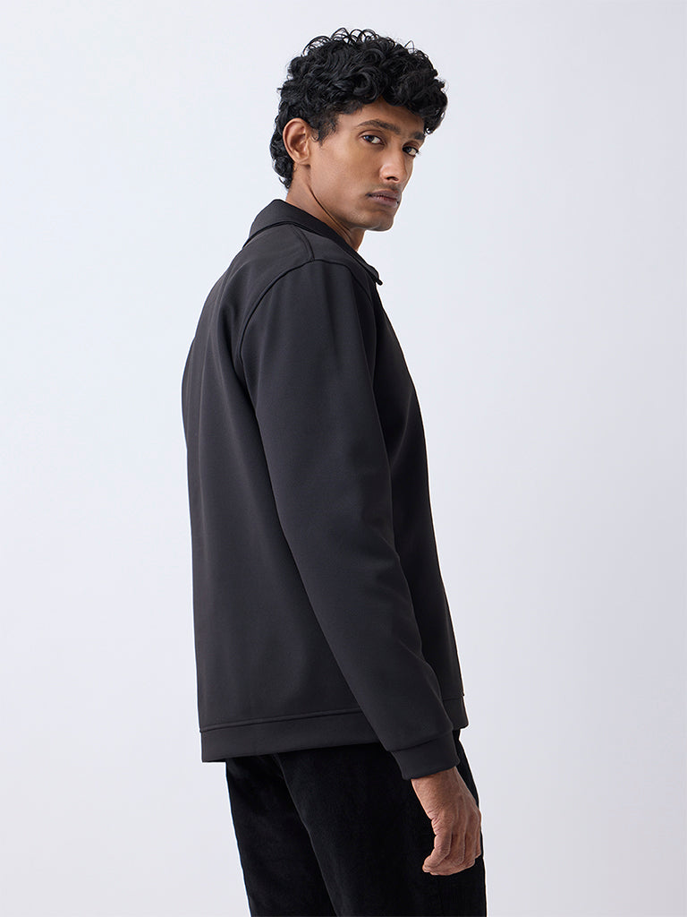 WES Casuals Black Relaxed-Fit Quarter-Zip Sweatshirt