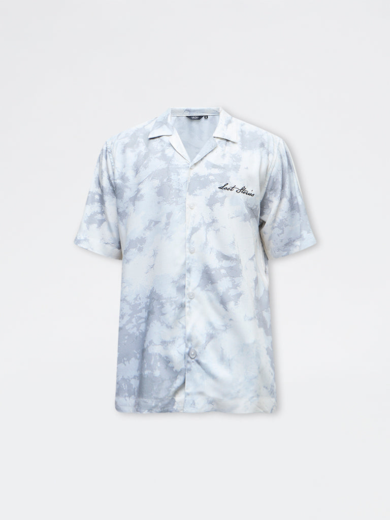 Nuon Grey Abstract Printed Relaxed-Fit Shirt