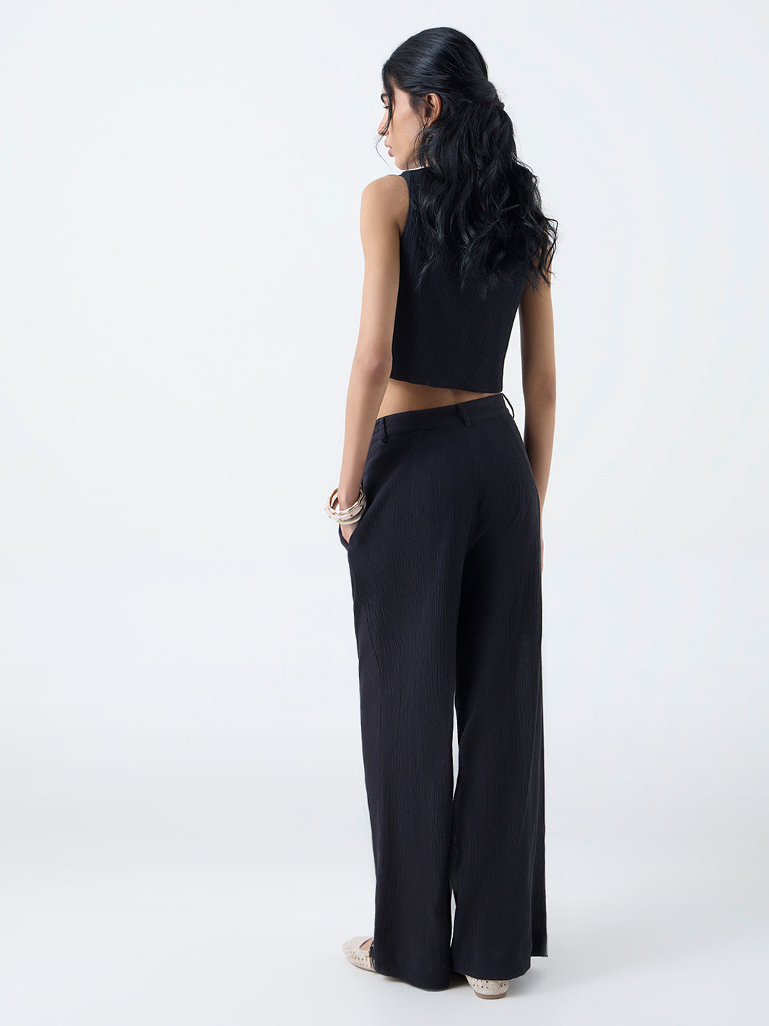 Bombay Paisley Black Embroidered Cotton Pants