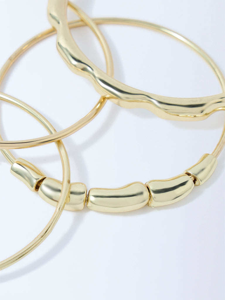 Westside Accessories Gold Chunky Bangles - Pack of 3