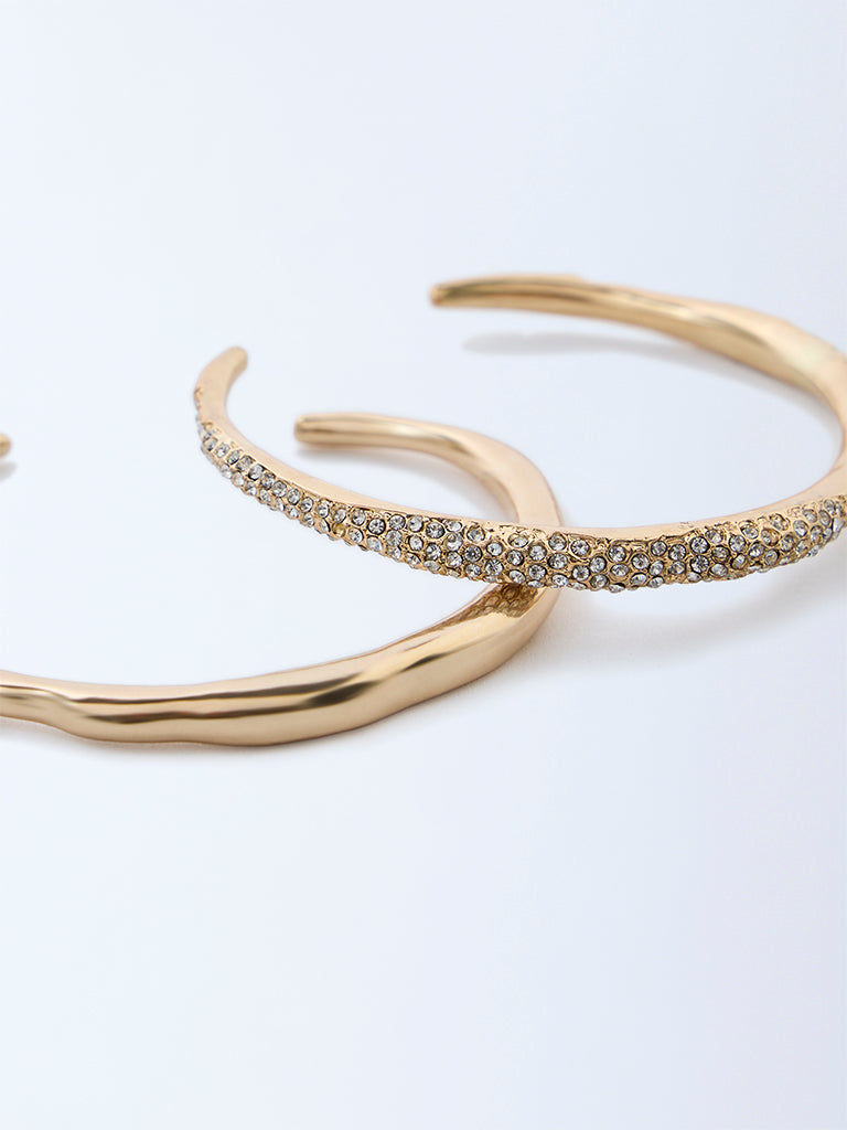 Westside Accessories Gold Studded Open Cuff Bracelets - Pack of 2