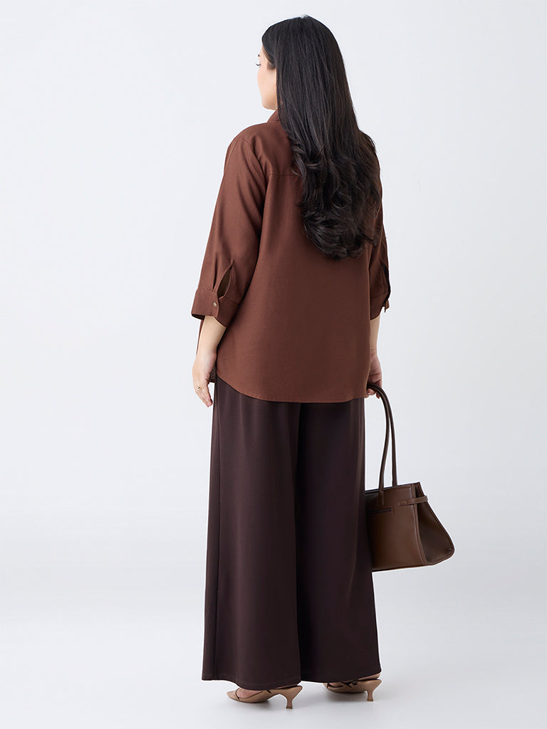 Gia Dark Brown Solid Shirt