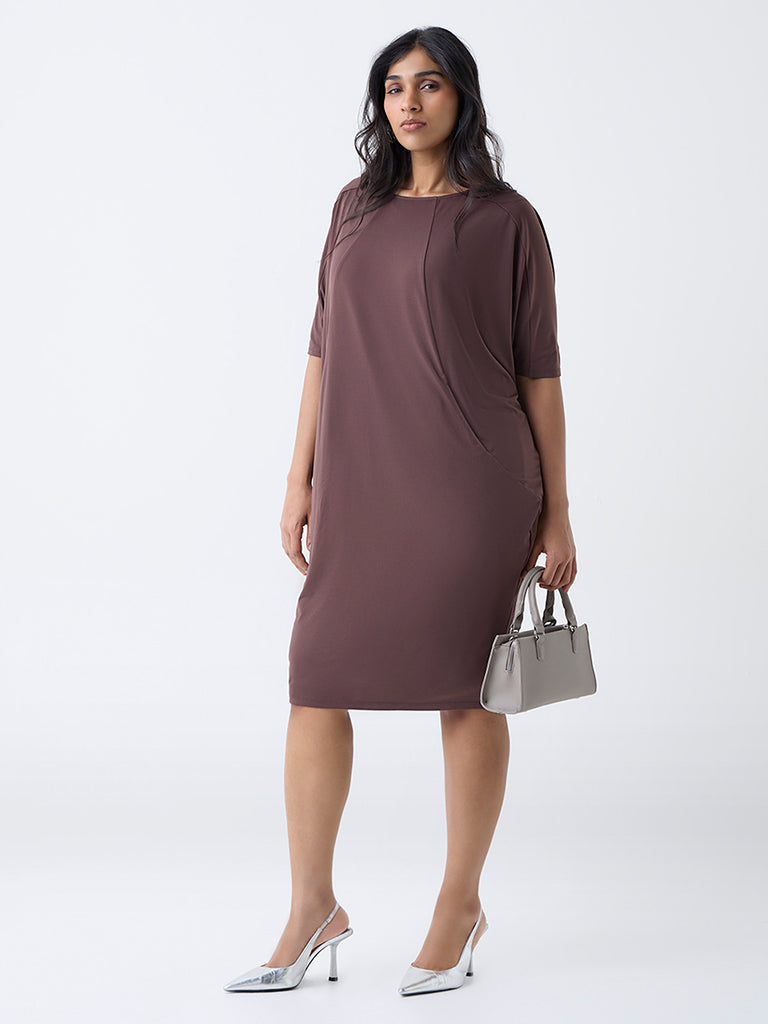 Buy Gia Dark Brown Straight-Fit Dress from Westside Buy Gia Dark Brown Straight-Fit Dress from Westside