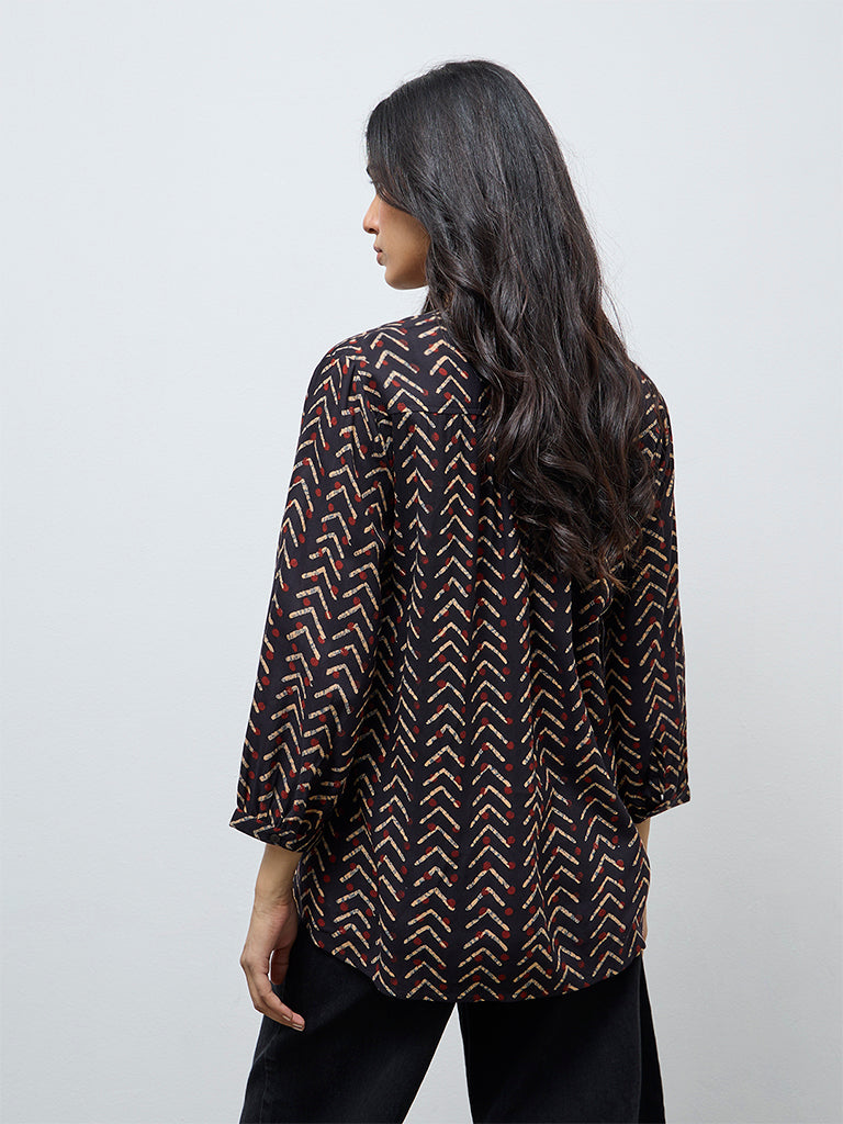 Utsa Black Chevron Printed Tunic