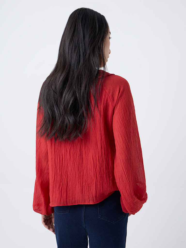 LOV Red Ruffle Detailed Top