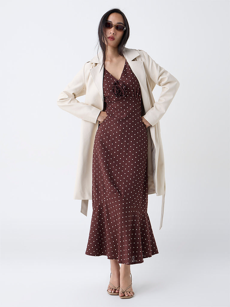 Buy LOV Dark Brown Polka Dot Empire A-Line Dress from Westside Buy LOV Dark Brown Polka Dot Empire A-Line Dress from Westside