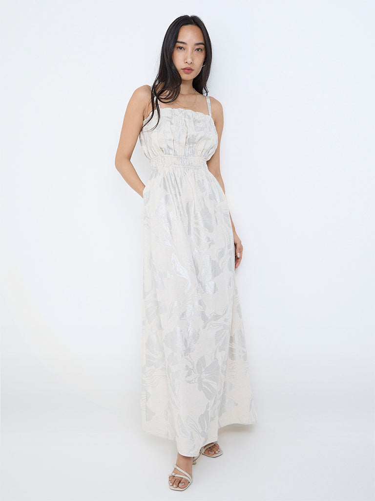 Buy LOV Cream Floral Design A-Line Dress from Westside