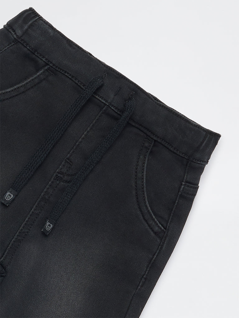 HOP Baby Boys Black Faded Denim Joggers